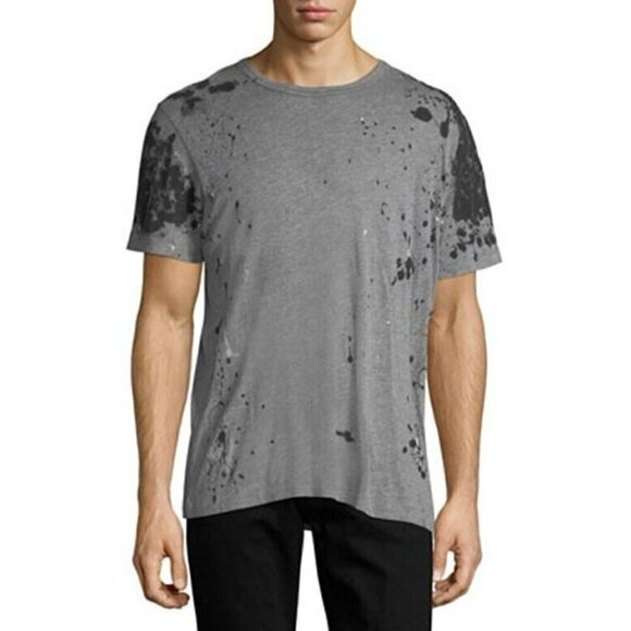 TRUE RELIGION Mens MEDIUM Gray T-SHIRT Embellished Paint Splatter Bling EUC - Picture 1 of 9